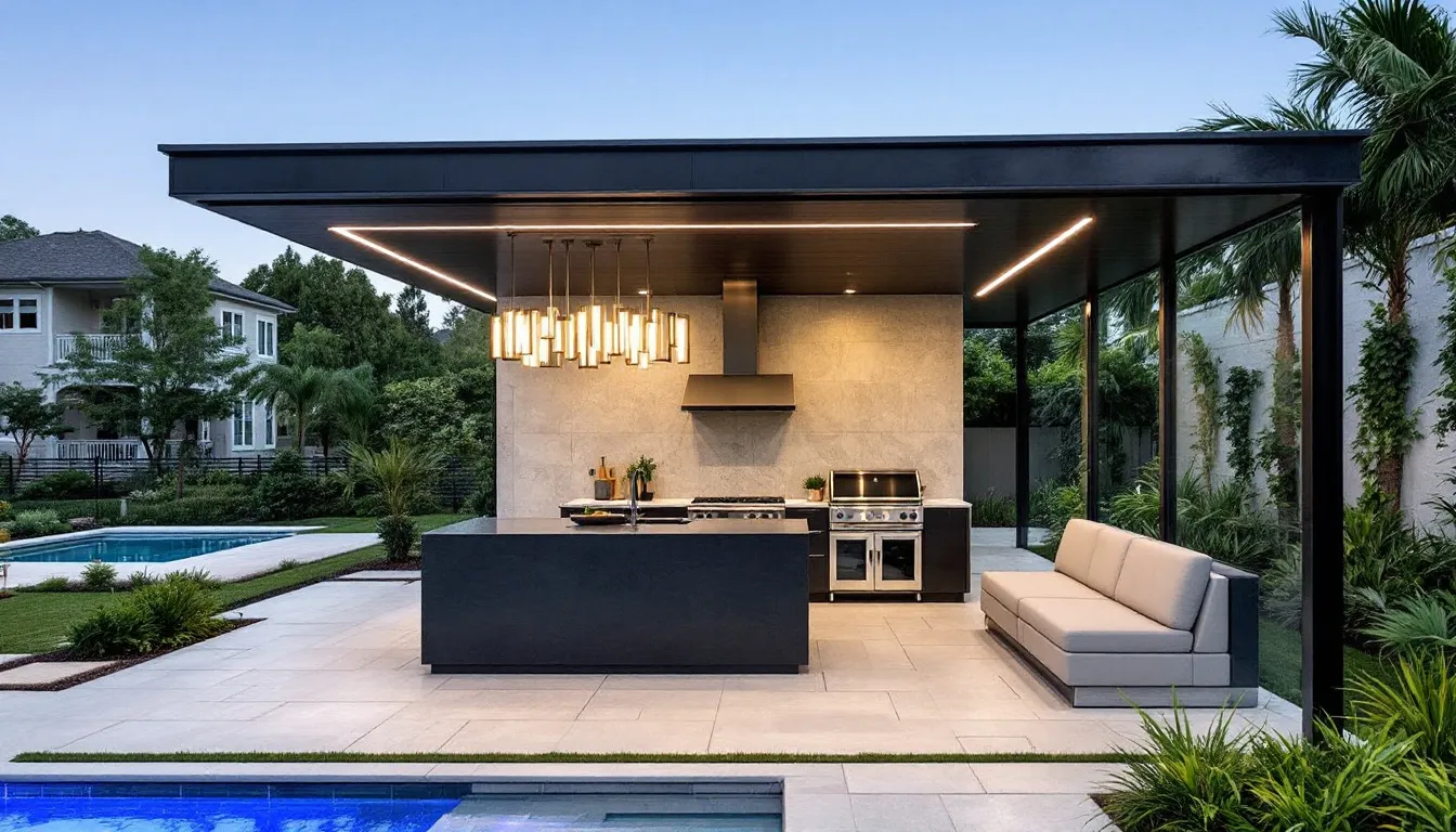 Evaluating your outdoor space for the best planning and considerations for an outdoor kitchen area for your swimming pool.