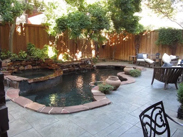 swimming pool in a back yard