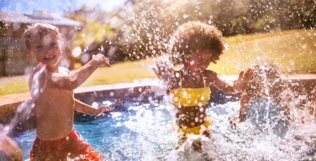 kids playing in a pool