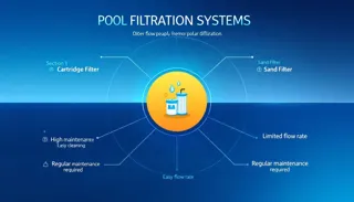 A comparison chart of different pool filtration systems highlighting their features and maintenance requirements.