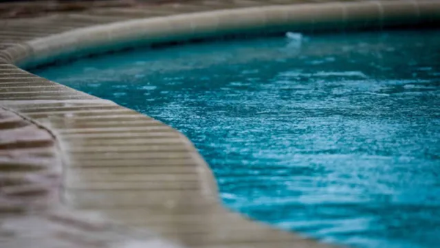 swimming pool in the rain